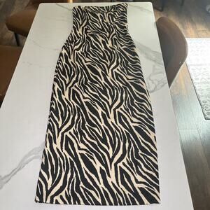 Jessica McClintock Gunne Sax PROM Party Dress Sz 7/8 Strapless Long Zebra Print